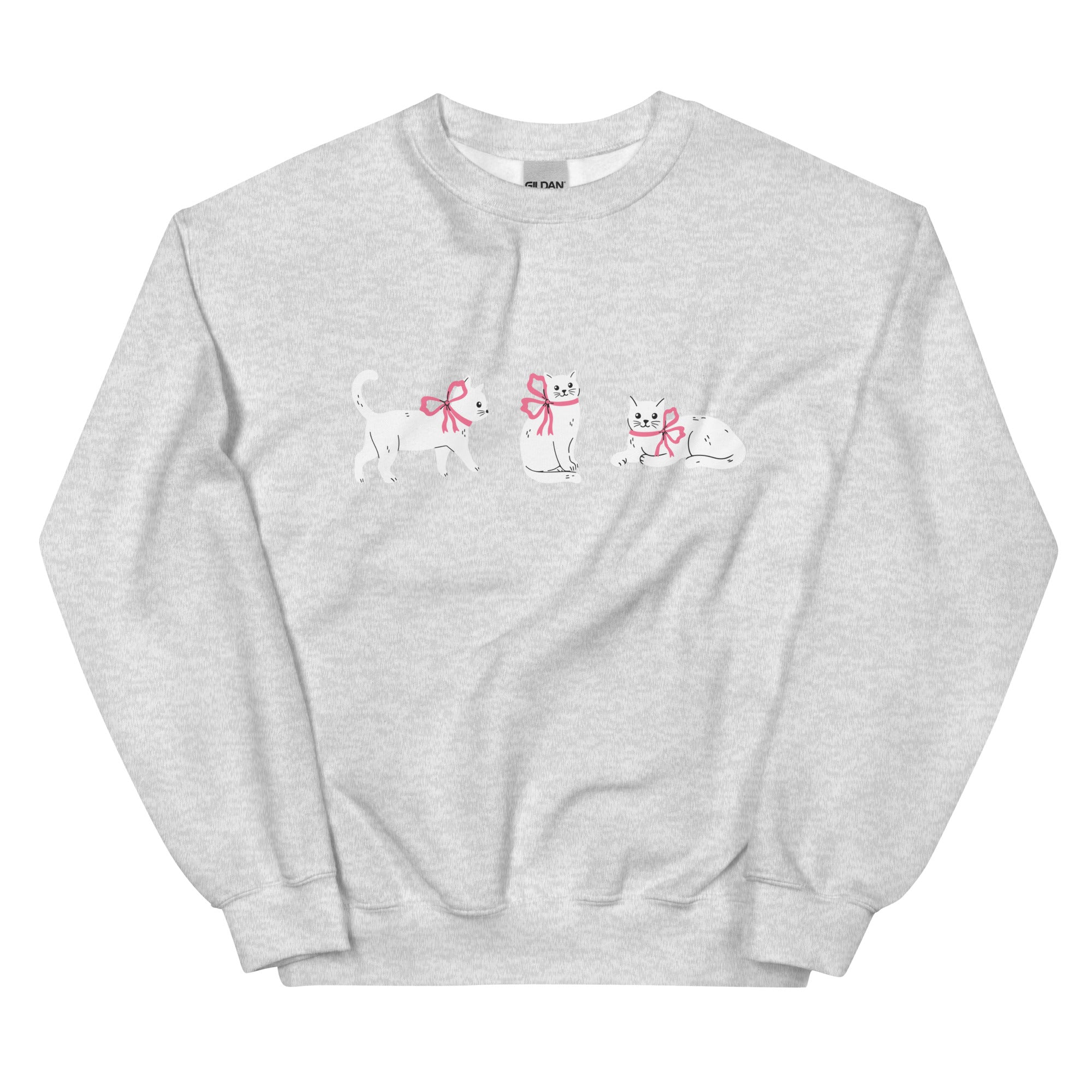 Sweet Cat With Pink Bow Crewneck Sweatshirt