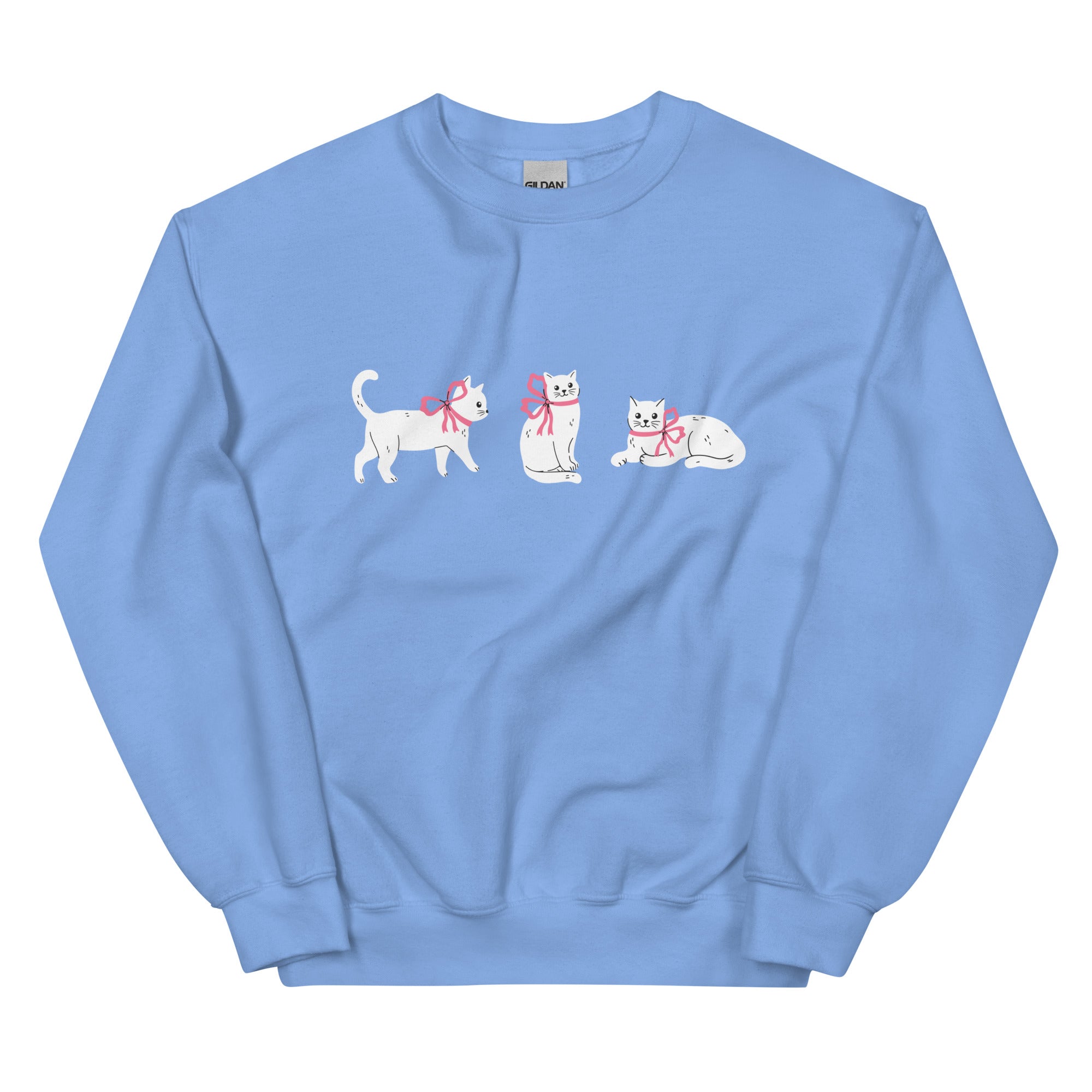 Sweet Cat With Pink Bow Crewneck Sweatshirt