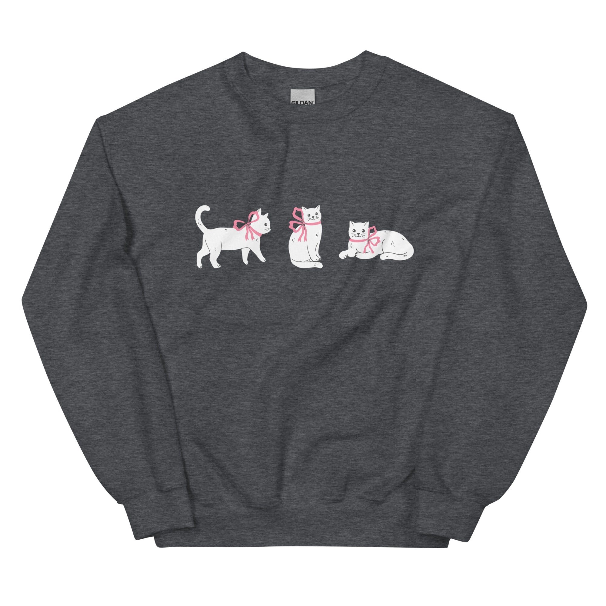 Sweet Cat With Pink Bow Crewneck Sweatshirt