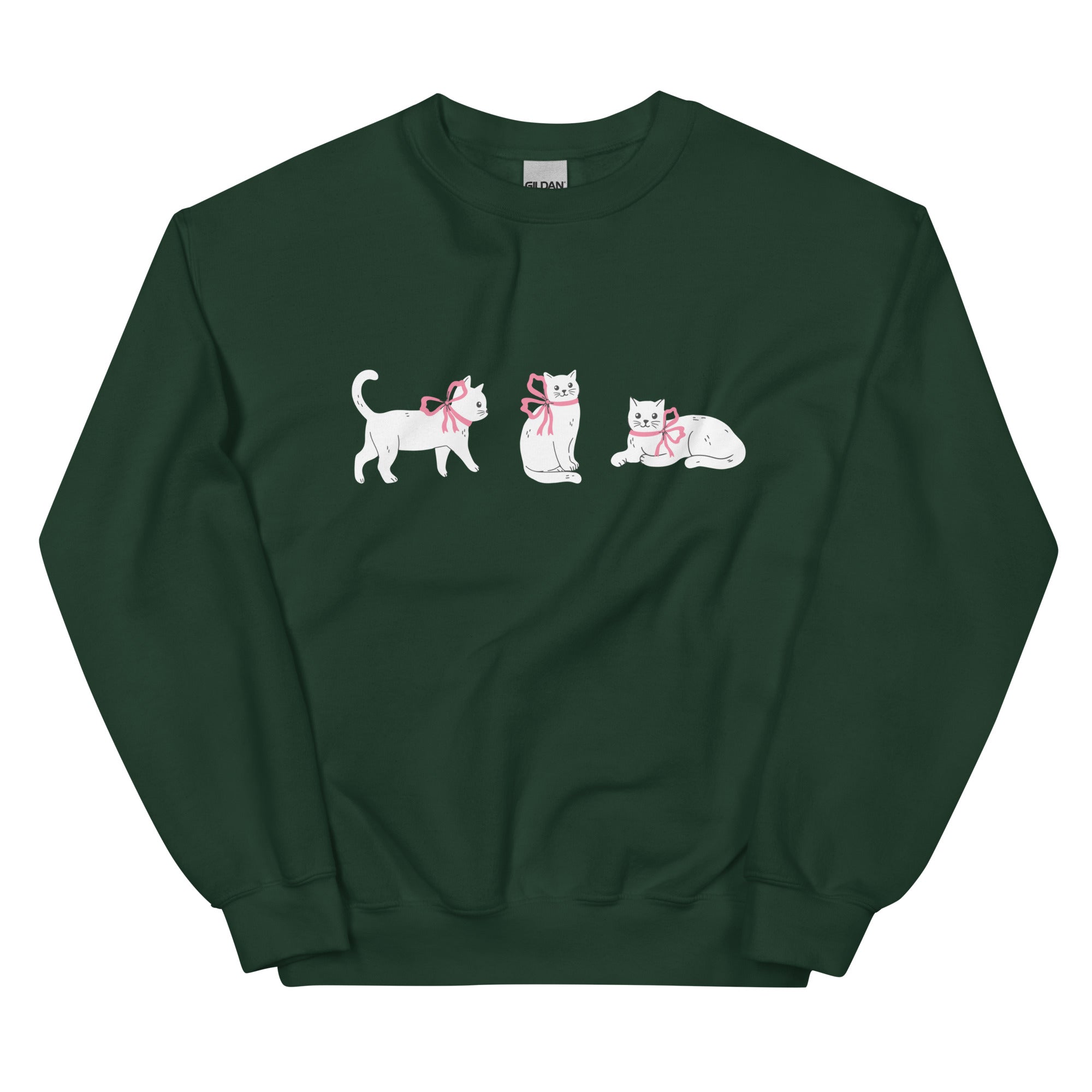 Sweet Cat With Pink Bow Crewneck Sweatshirt