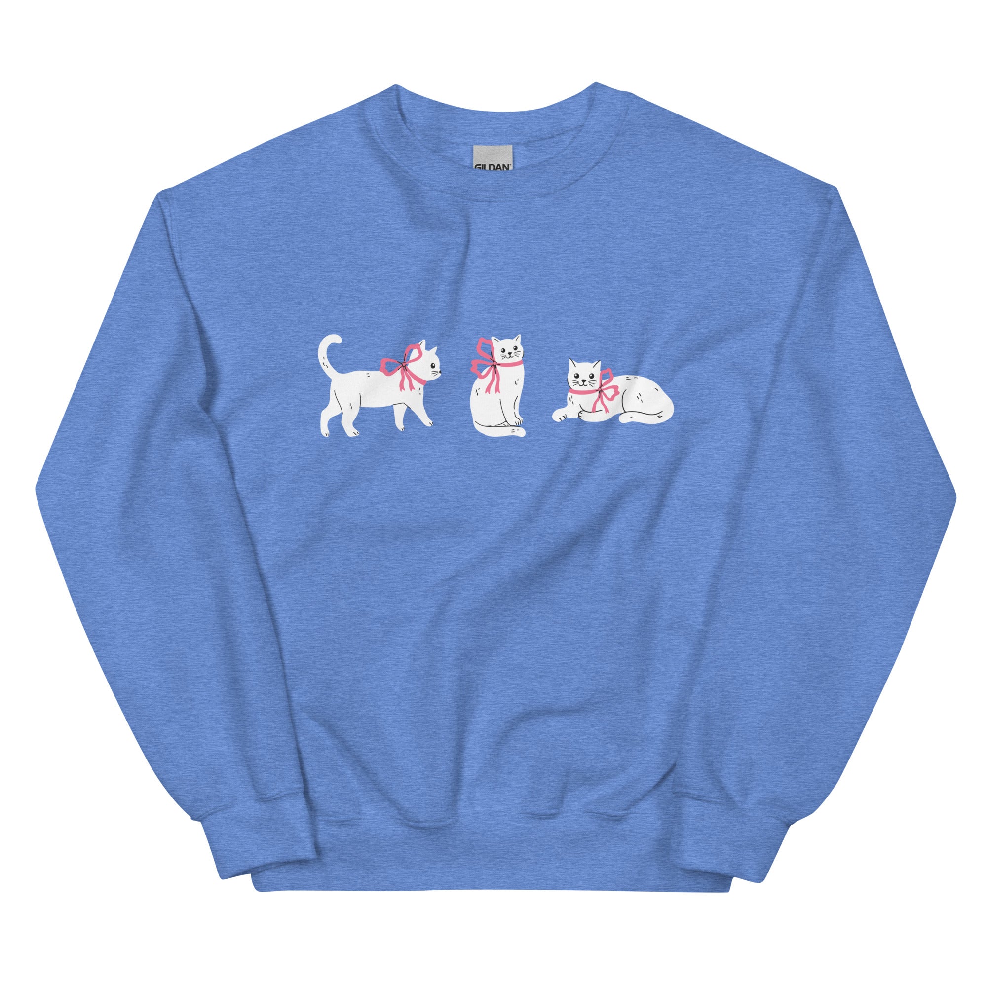 Sweet Cat With Pink Bow Crewneck Sweatshirt