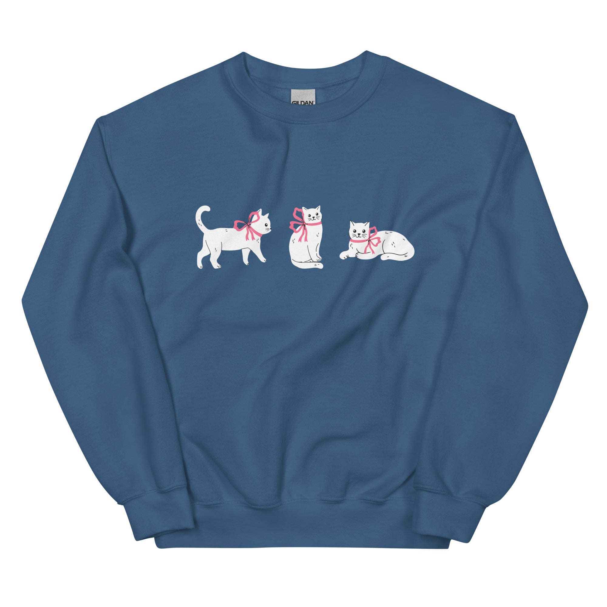 Sweet Cat With Pink Bow Crewneck Sweatshirt
