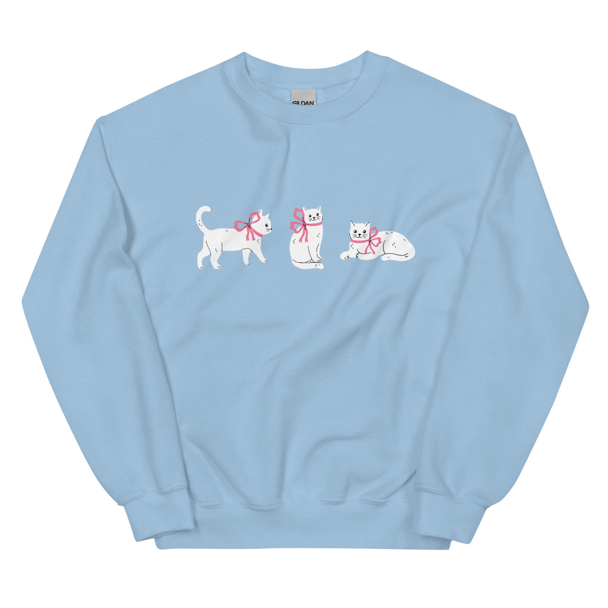 Sweet Cat With Pink Bow Crewneck Sweatshirt
