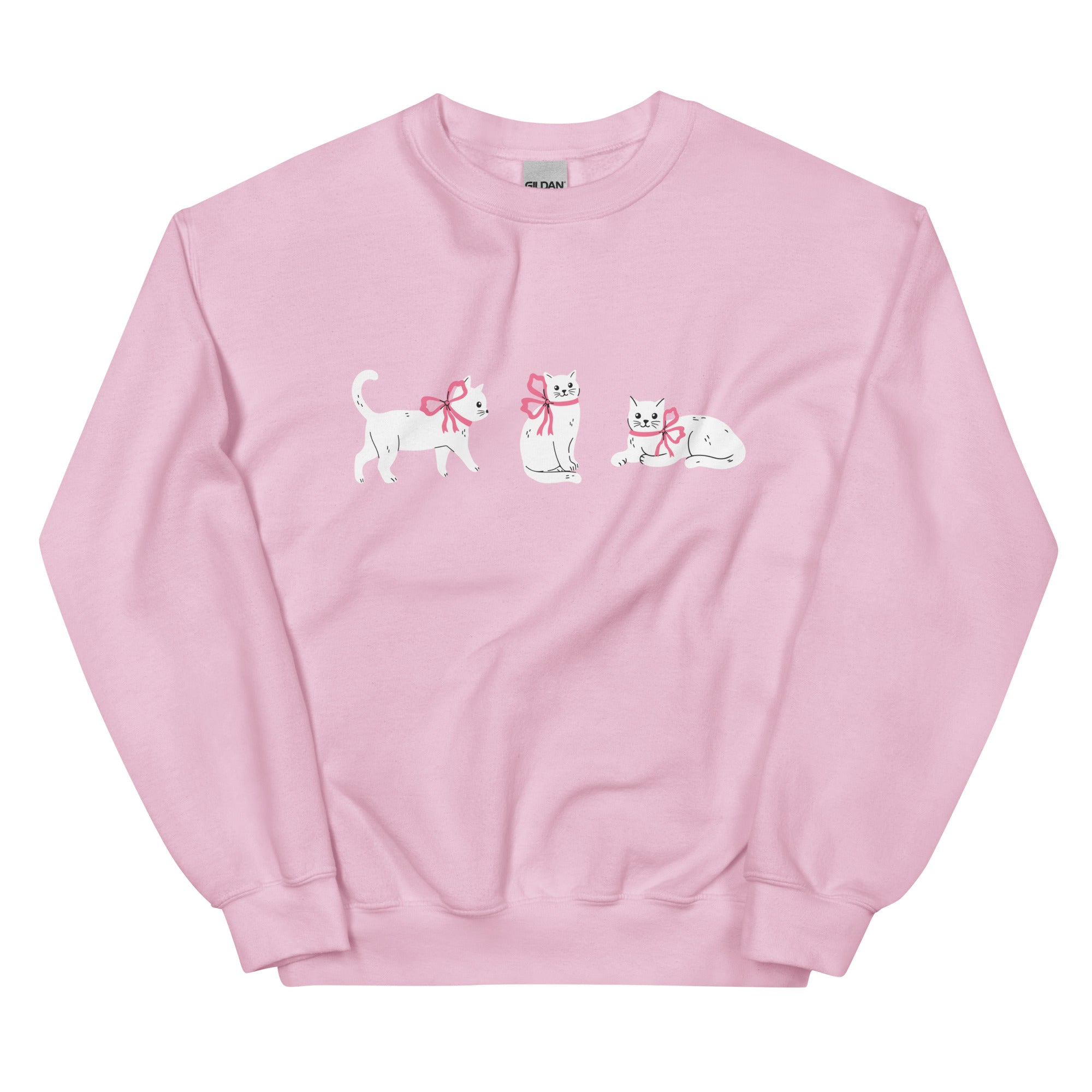 Sweet Cat With Pink Bow Crewneck Sweatshirt