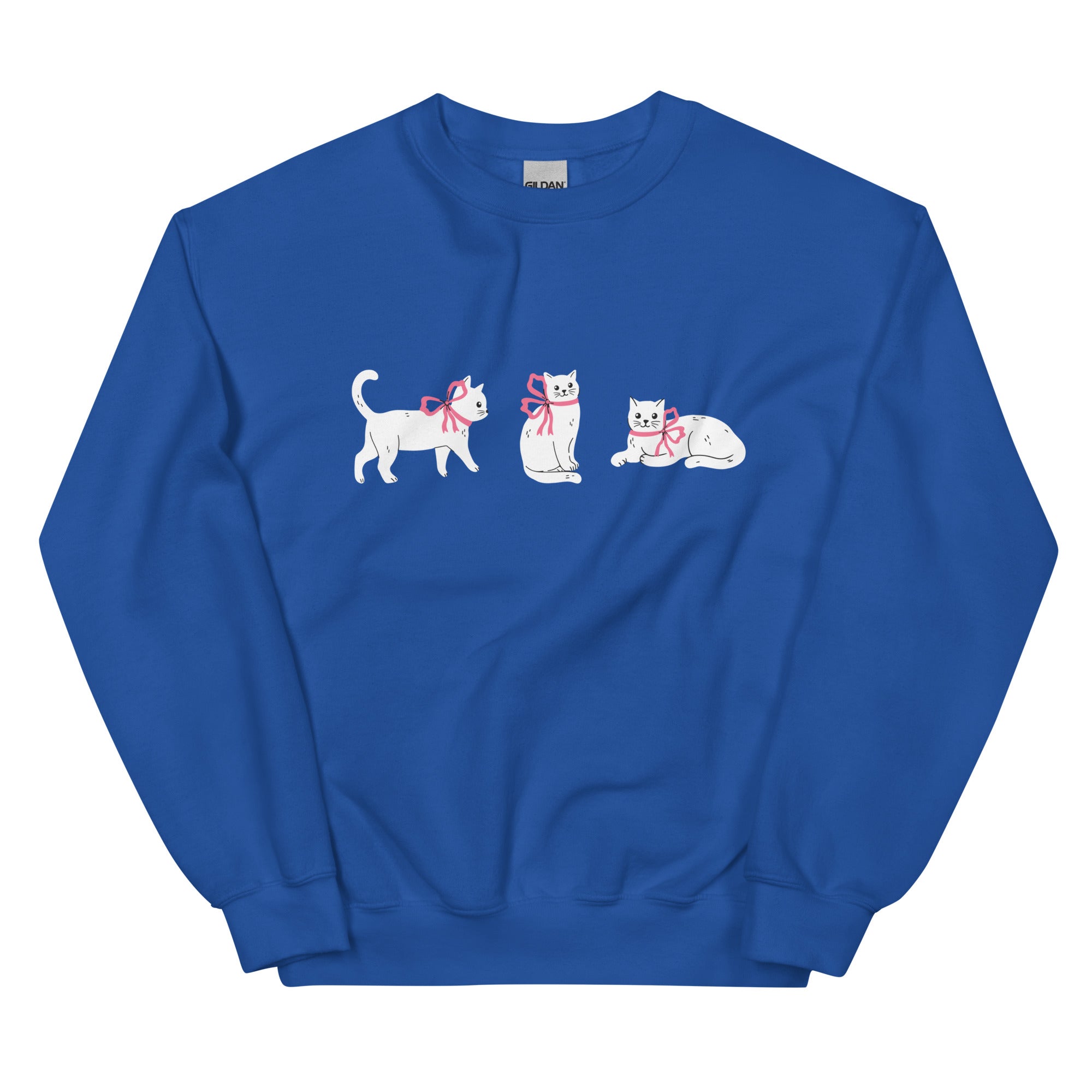 Sweet Cat With Pink Bow Crewneck Sweatshirt