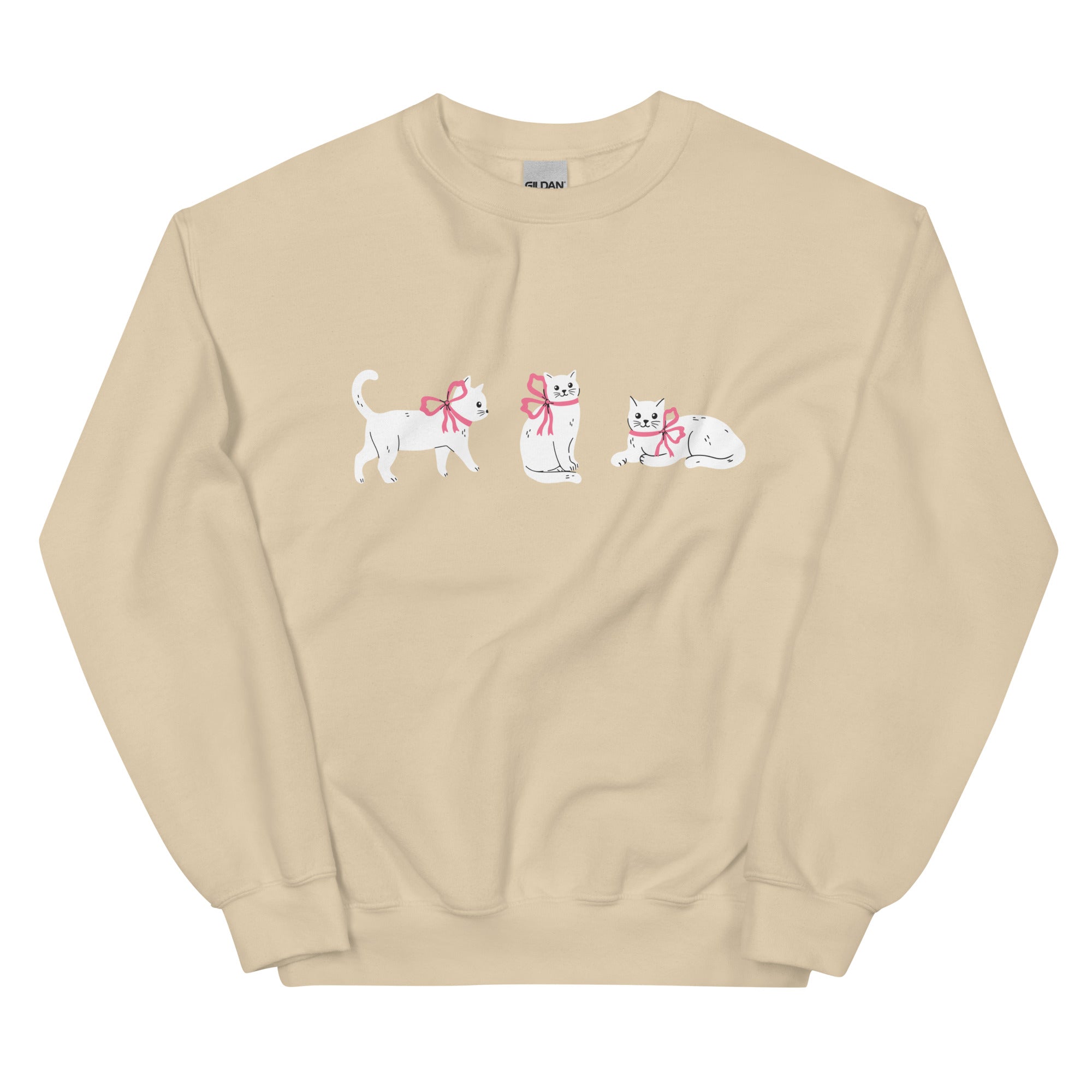 Sweet Cat With Pink Bow Crewneck Sweatshirt