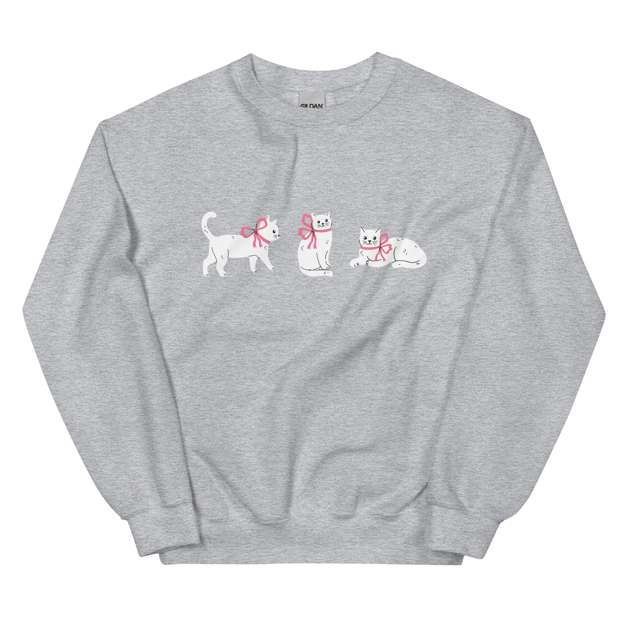 Sweet Cat With Pink Bow Crewneck Sweatshirt