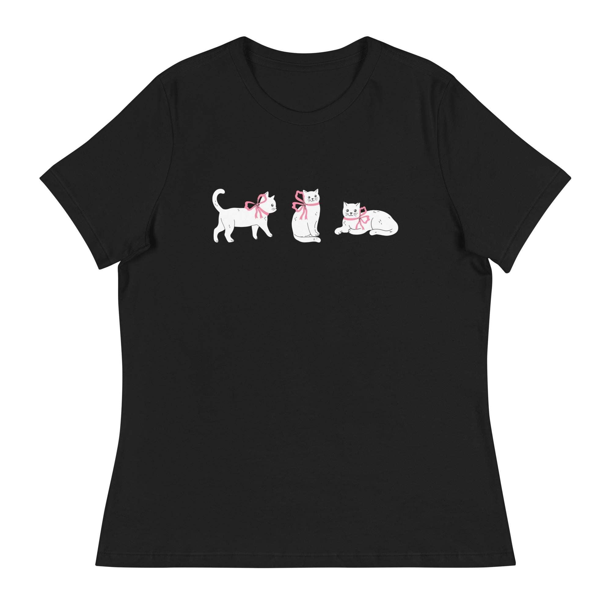 Sweet Cat With Pink Bow Women's Relaxed T-Shirt