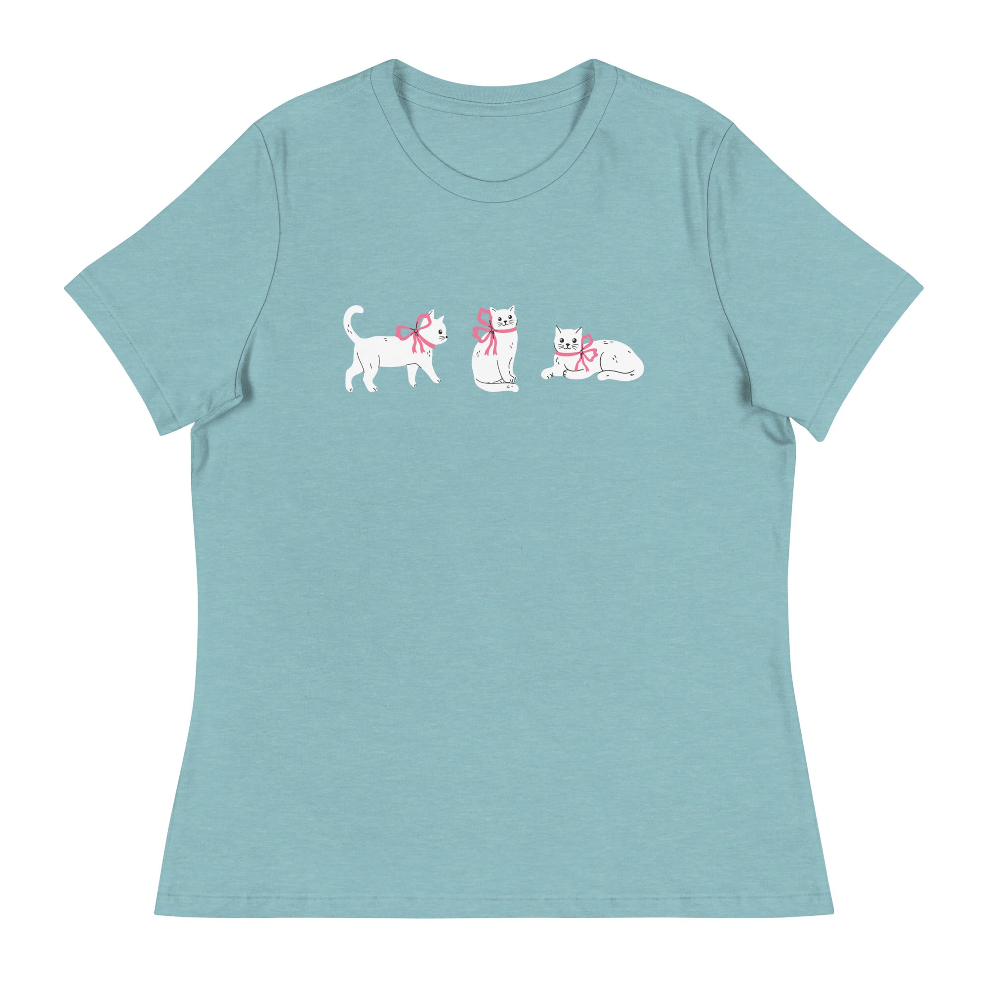 Sweet Cat With Pink Bow Women's Relaxed T-Shirt