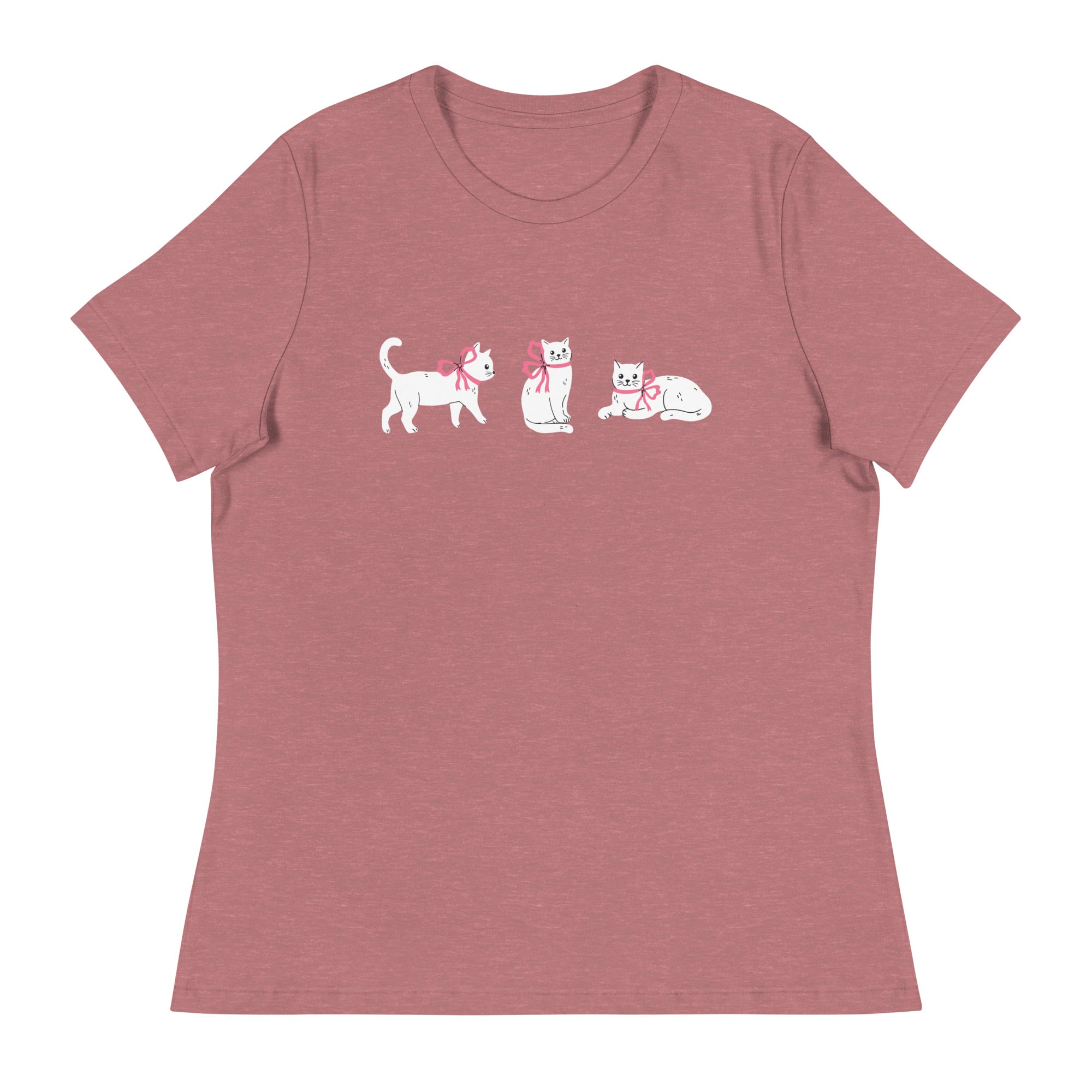 Sweet Cat With Pink Bow Women's Relaxed T-Shirt