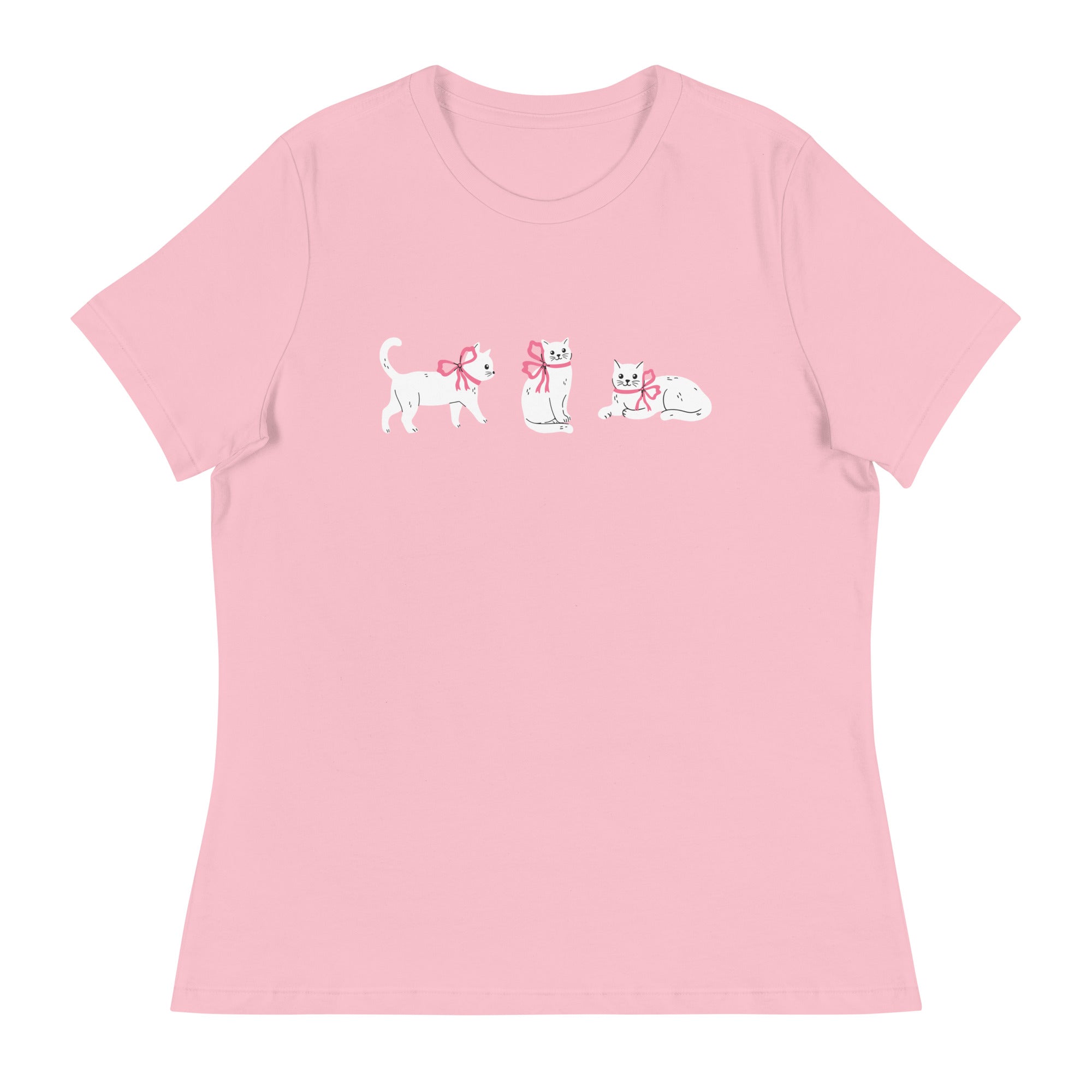 Sweet Cat With Pink Bow Women's Relaxed T-Shirt